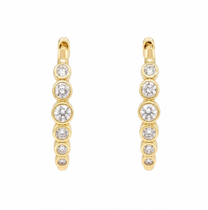 0.60 Ctw Lab Grown Diamond Hoop Earringin 925 Yellow Gold Plated