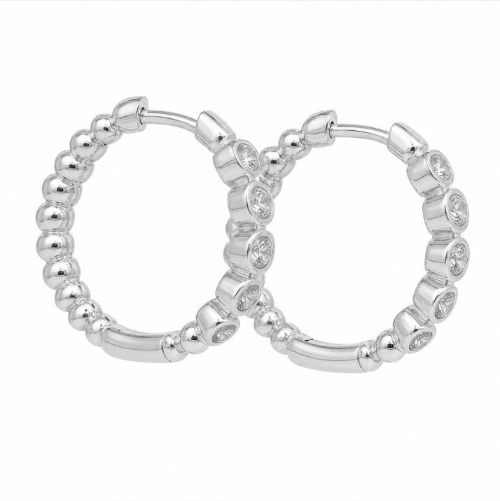 0.60 Ctw Lab Grown Diamond Hoop Earringin 925 Platinum Plated