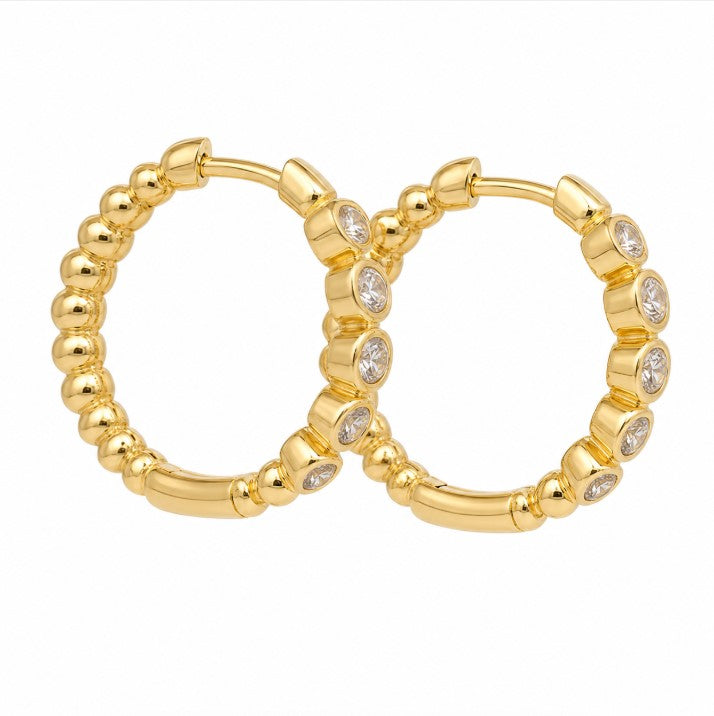 0.60 Ctw Lab Grown Diamond Hoop Earringin 925 Yellow Gold Plated