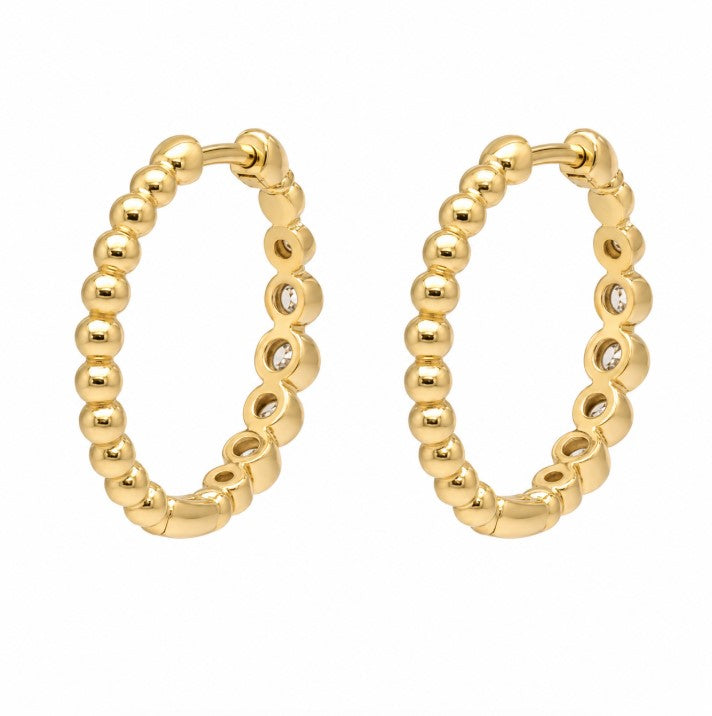0.60 Ctw Lab Grown Diamond Hoop Earringin 925 Yellow Gold Plated