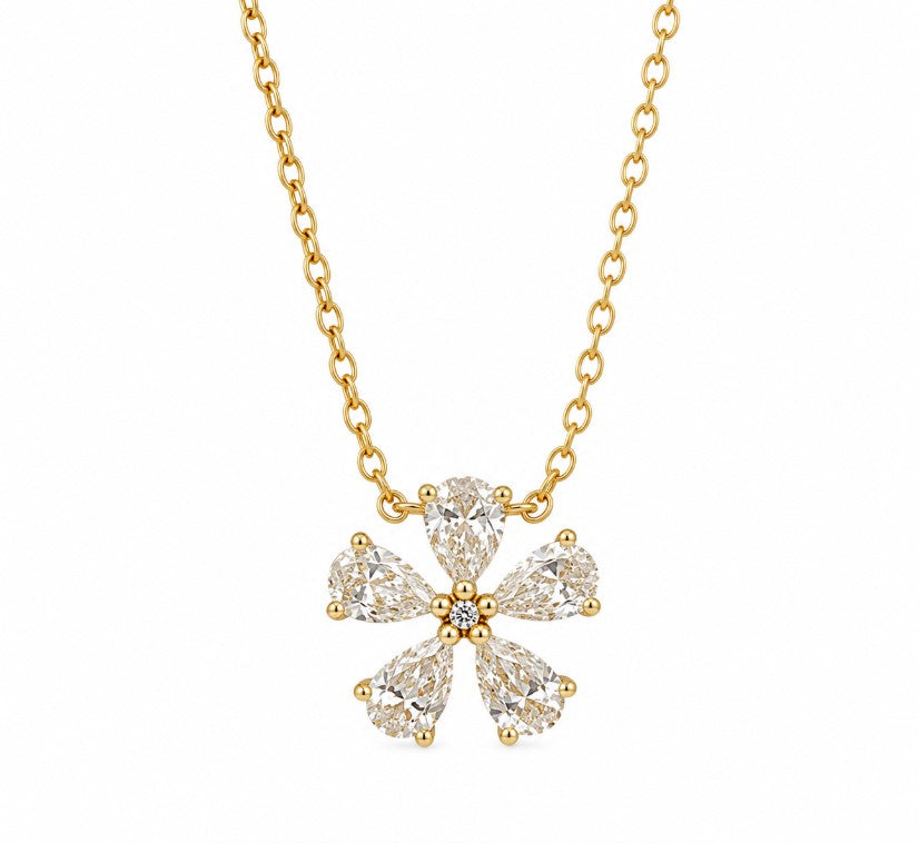 1.04 Ctw Lab Grown Diamond Necklace in 925 Yellow Gold Plated