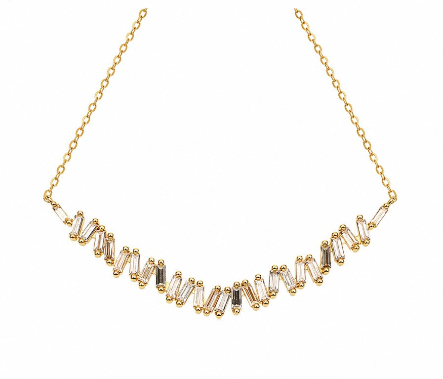 0.92 Ctw Lab Grown Diamond Necklace in 925 Yellow Gold Plated