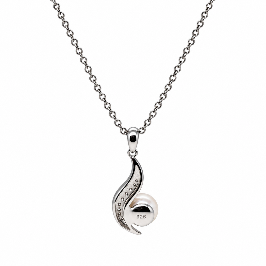 Pearl and  0.09 Ctw Lab Grown Diamond Pendant in 925 Platinum Plated