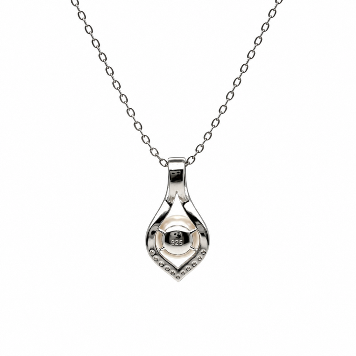 Pearl and  0.06 Ctw Lab Grown Diamond Pendant in 925 Platinum Plated