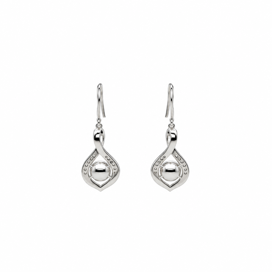 Pearl and  0.10 Ctw Lab Grown Diamond Earring in 925 Platinum Plated