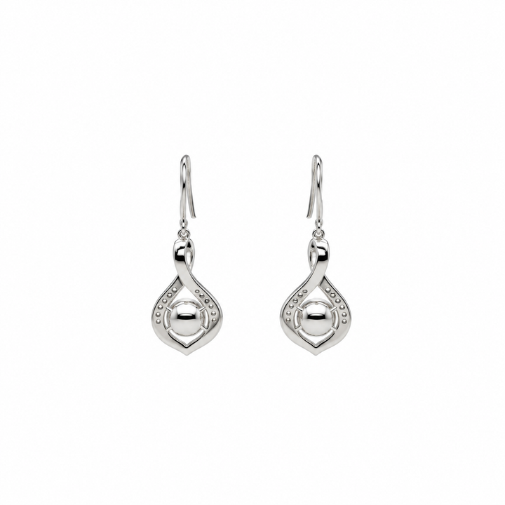 Pearl and  0.10 Ctw Lab Grown Diamond Earring in 925 Platinum Plated