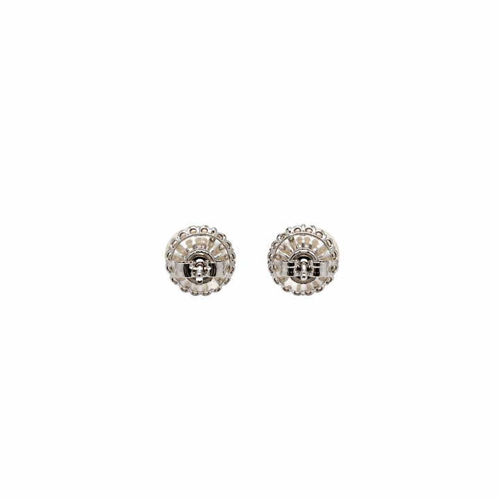 Pearl and  1.58 Ctw Lab Grown Diamond Earring in 925 Platinum Plated
