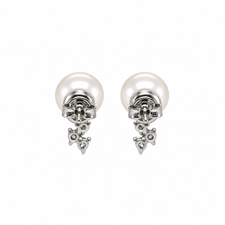 Pearl and  0.27 Ctw Lab Grown Diamond Earring in 925 Platinum Plated