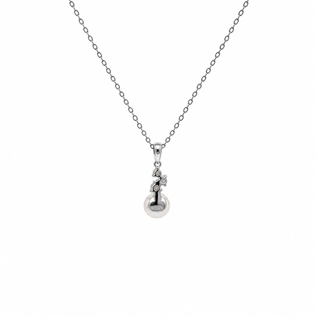 Pearl and  0.18 Ctw Lab Grown Diamond Pendant in 925 Platinum Plated