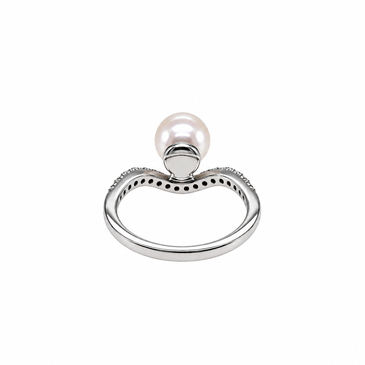 Pearl and  0.25 Ctw Lab Grown Diamond Ring in 925 Platinum Plated