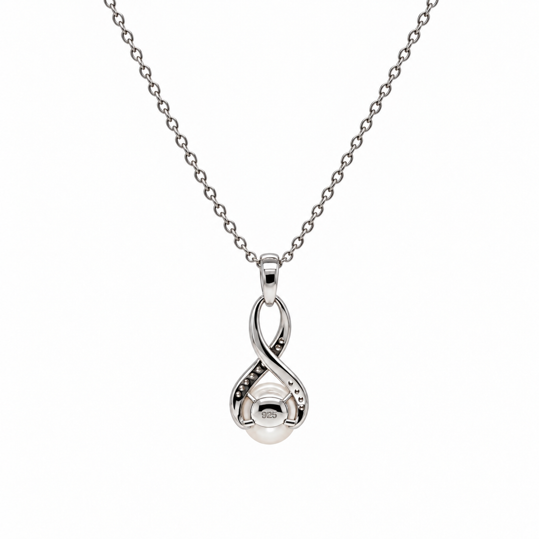 Pearl and  0.09 Ctw Lab Grown Diamond Pendant in 925 Platinum Plated