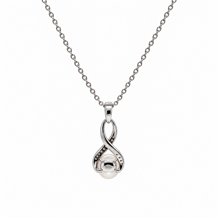 Pearl and  0.09 Ctw Lab Grown Diamond Pendant in 925 Platinum Plated
