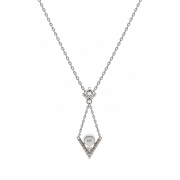 Pearl and  0.75 Ctw Lab Grown Diamond Pendant in 925 Platinum Plated
