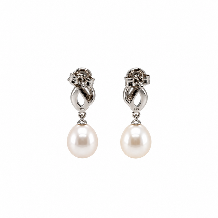 Pearl and  0.05 Ctw Lab Grown Diamond Earring in 925 Platinum Plated