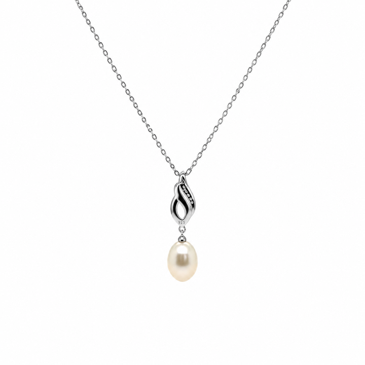 Pearl and  0.03 Ctw Lab Grown Diamond Pendant in 925 Platinum Plated