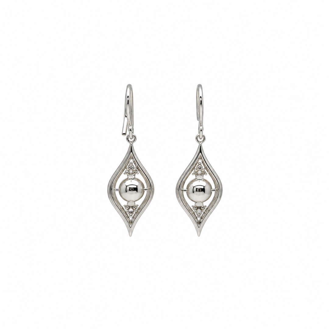 Pearl and  0.18 Ctw Lab Grown Diamond Earring in 925 Platinum Plated