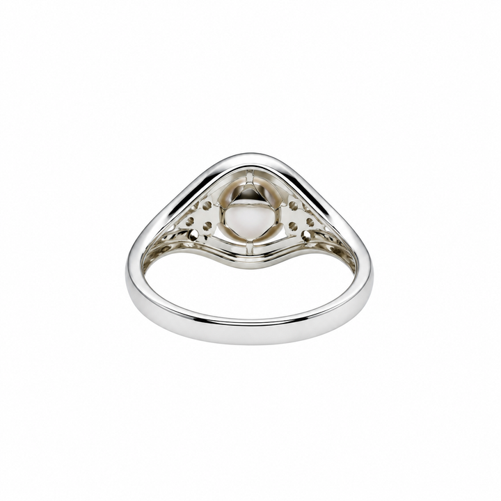 Pearl and  0.18 Ctw Lab Grown Diamond Ring in 925 Platinum Plated