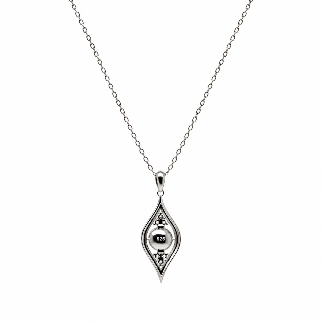 Pearl and  0.12 Ctw Lab Grown Diamond Pendant in 925 Platinum Plated