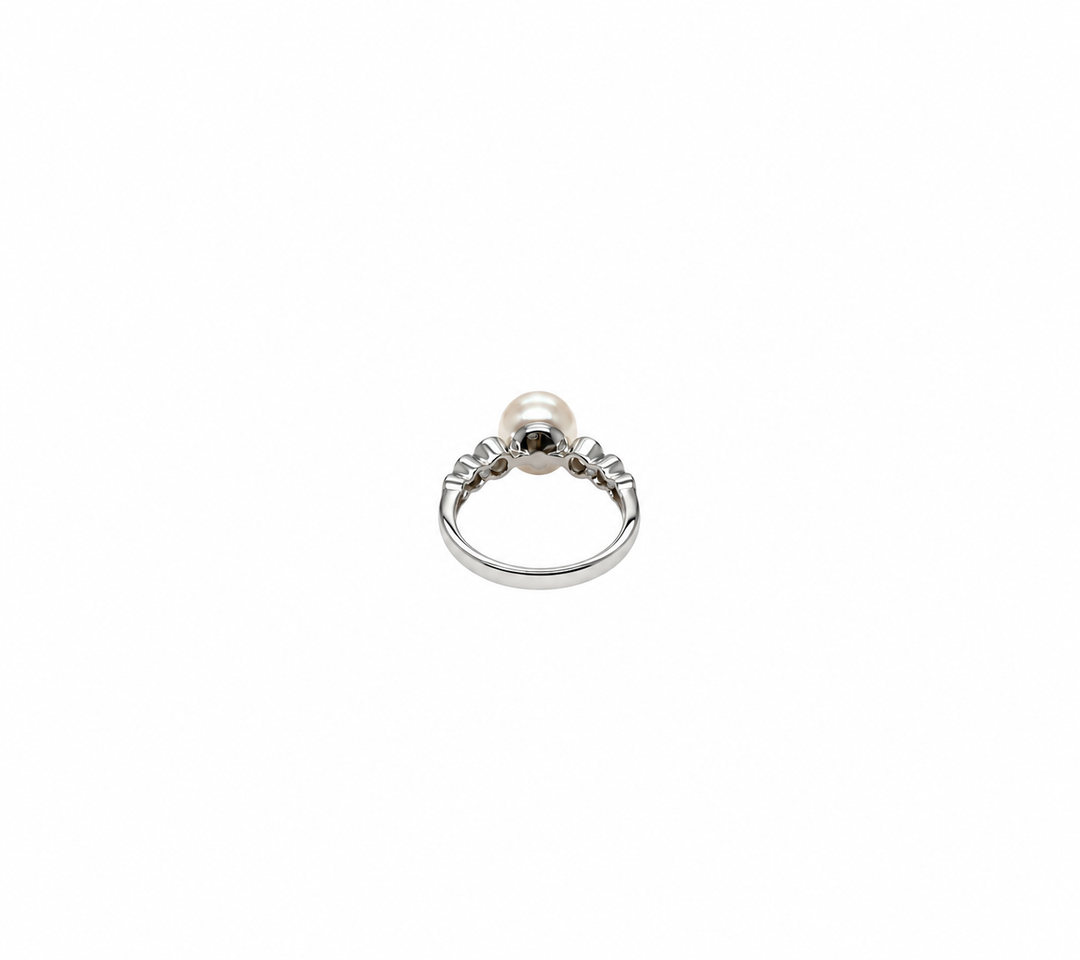 Pearl and  0.31 Ctw Lab Grown Diamond Ring in 925 Platinum Plated