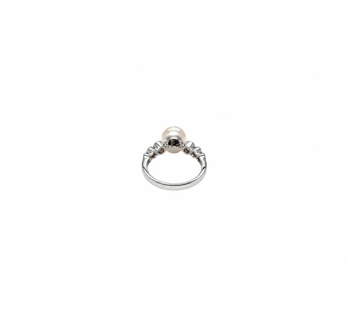 Pearl and  0.31 Ctw Lab Grown Diamond Ring in 925 Platinum Plated
