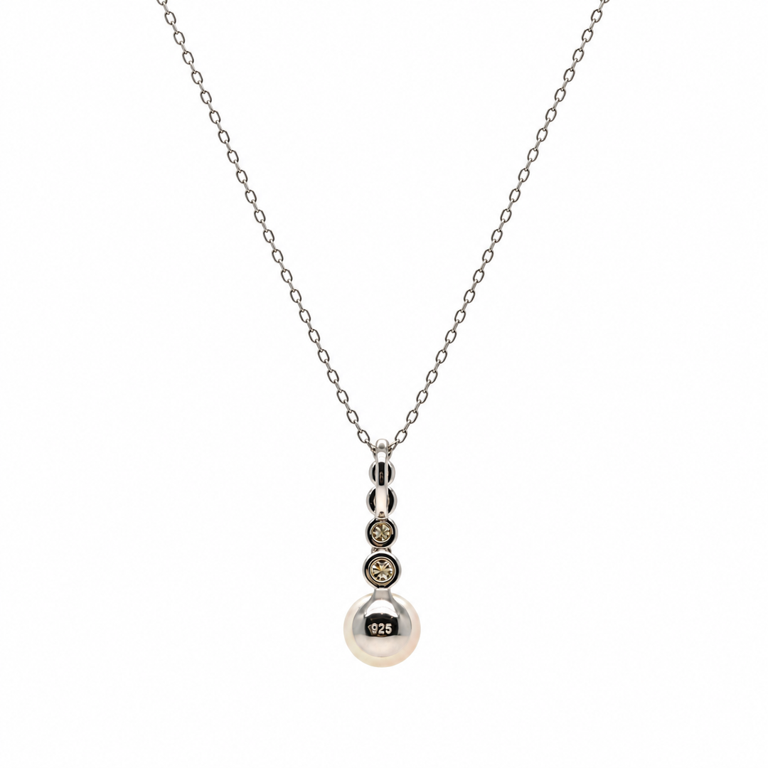 Pearl and  0.17 Ctw Lab Grown Diamond Pendant in 925 Platinum Plated