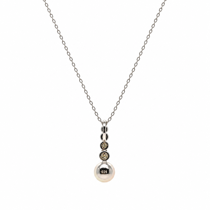 Pearl and  0.17 Ctw Lab Grown Diamond Pendant in 925 Platinum Plated