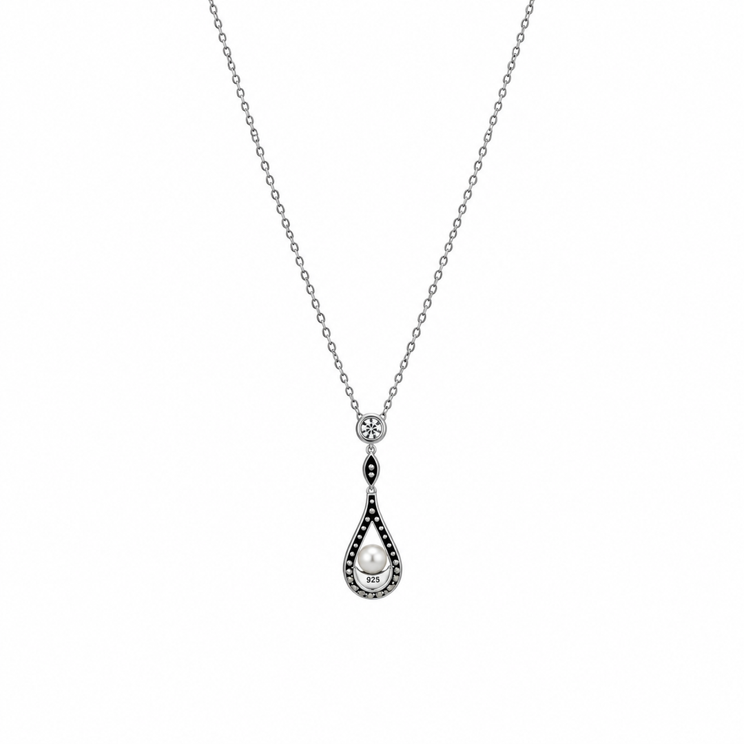 Pearl and  0.55 Ctw Lab Grown Diamond Pendant in 925 Platinum Plated