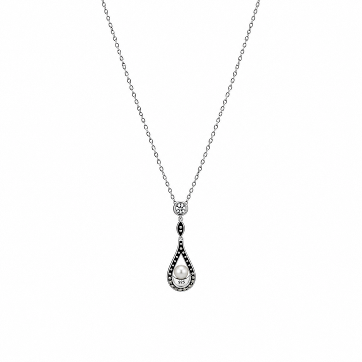 Pearl and  0.55 Ctw Lab Grown Diamond Pendant in 925 Platinum Plated
