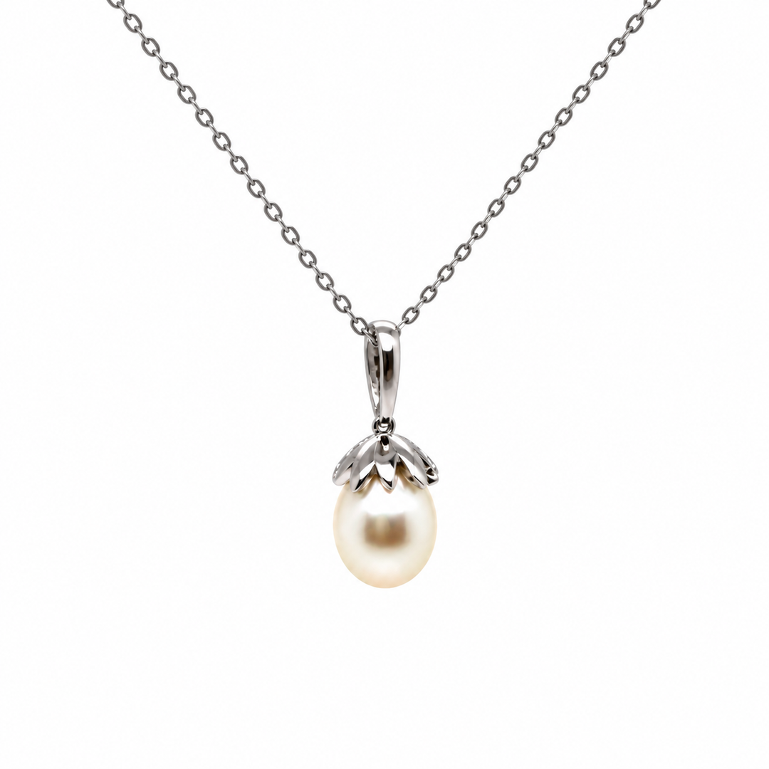 Pearl and  0.16 Ctw Lab Grown Diamond Pendant in 925 Platinum Plated