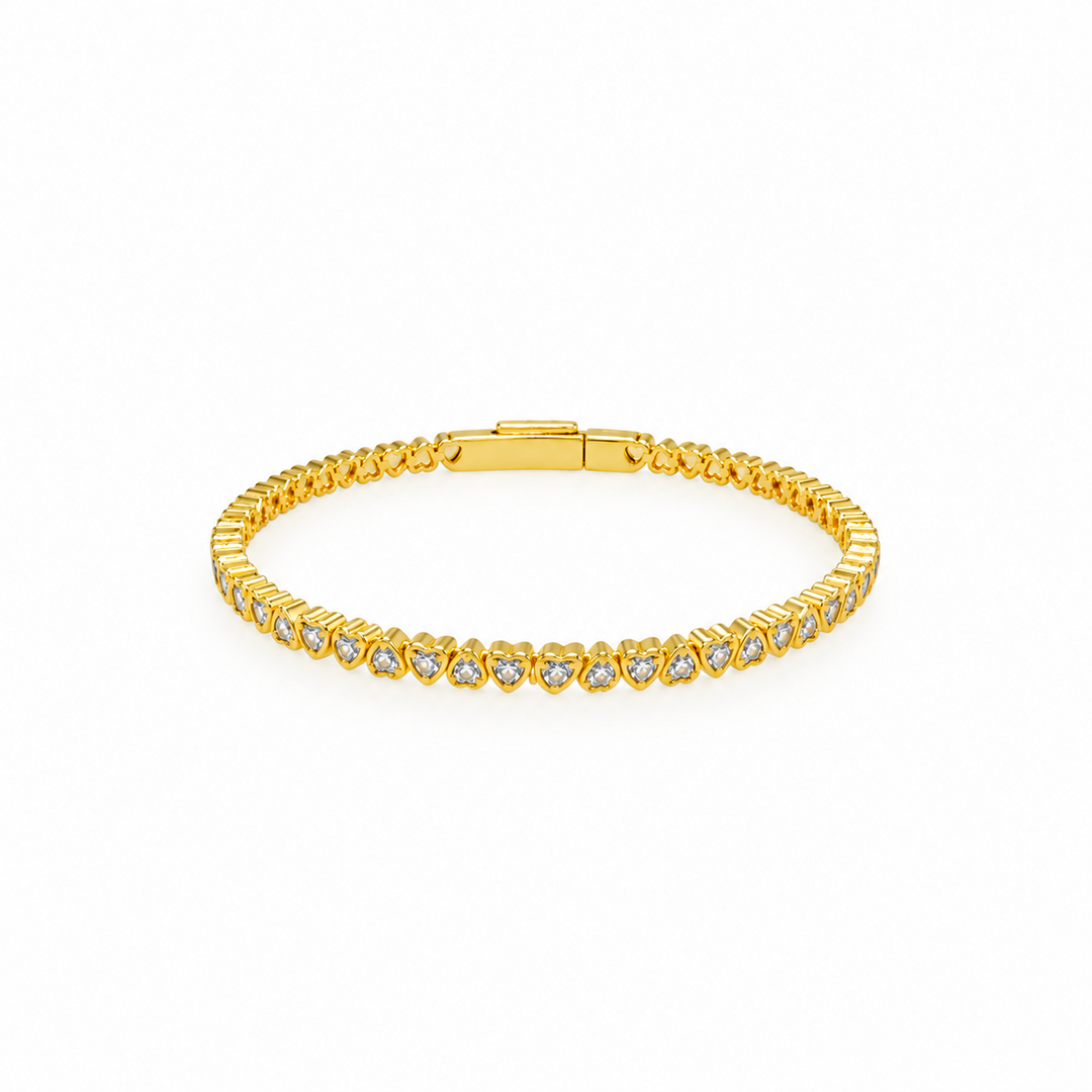 5.50 Ctw White Zircon Flex Bangle in Brass Yellow Gold