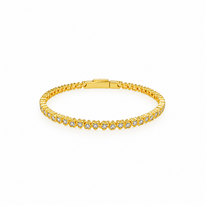 5.50 Ctw White Zircon Flex Bangle in Brass Yellow Gold