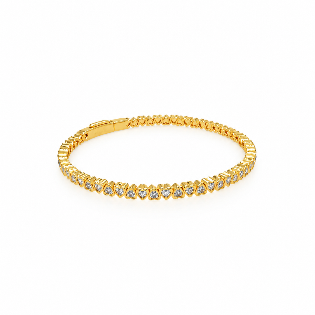 5.50 Ctw White Zircon Flex Bangle in Brass Yellow Gold