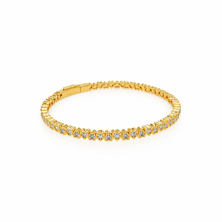 5.50 Ctw White Zircon Flex Bangle in Brass Yellow Gold