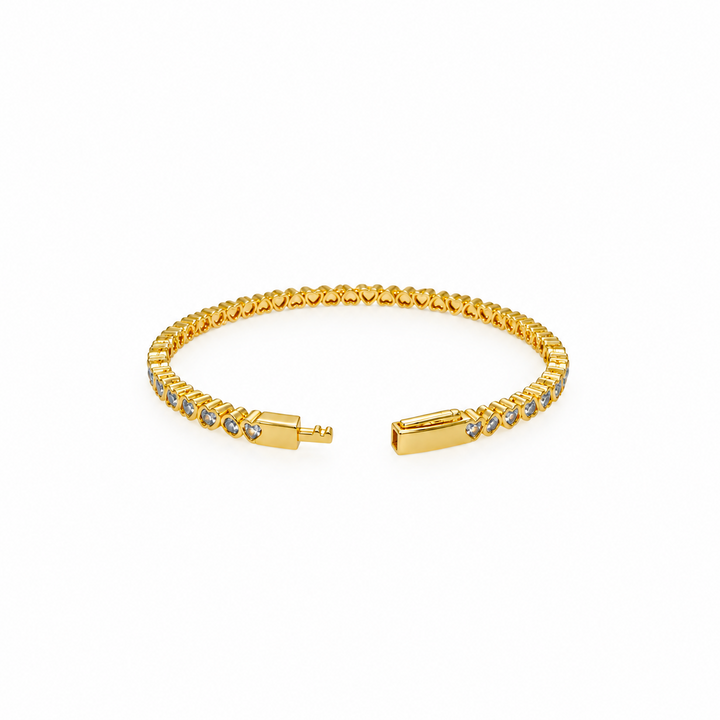 5.50 Ctw White Zircon Flex Bangle in Brass Yellow Gold