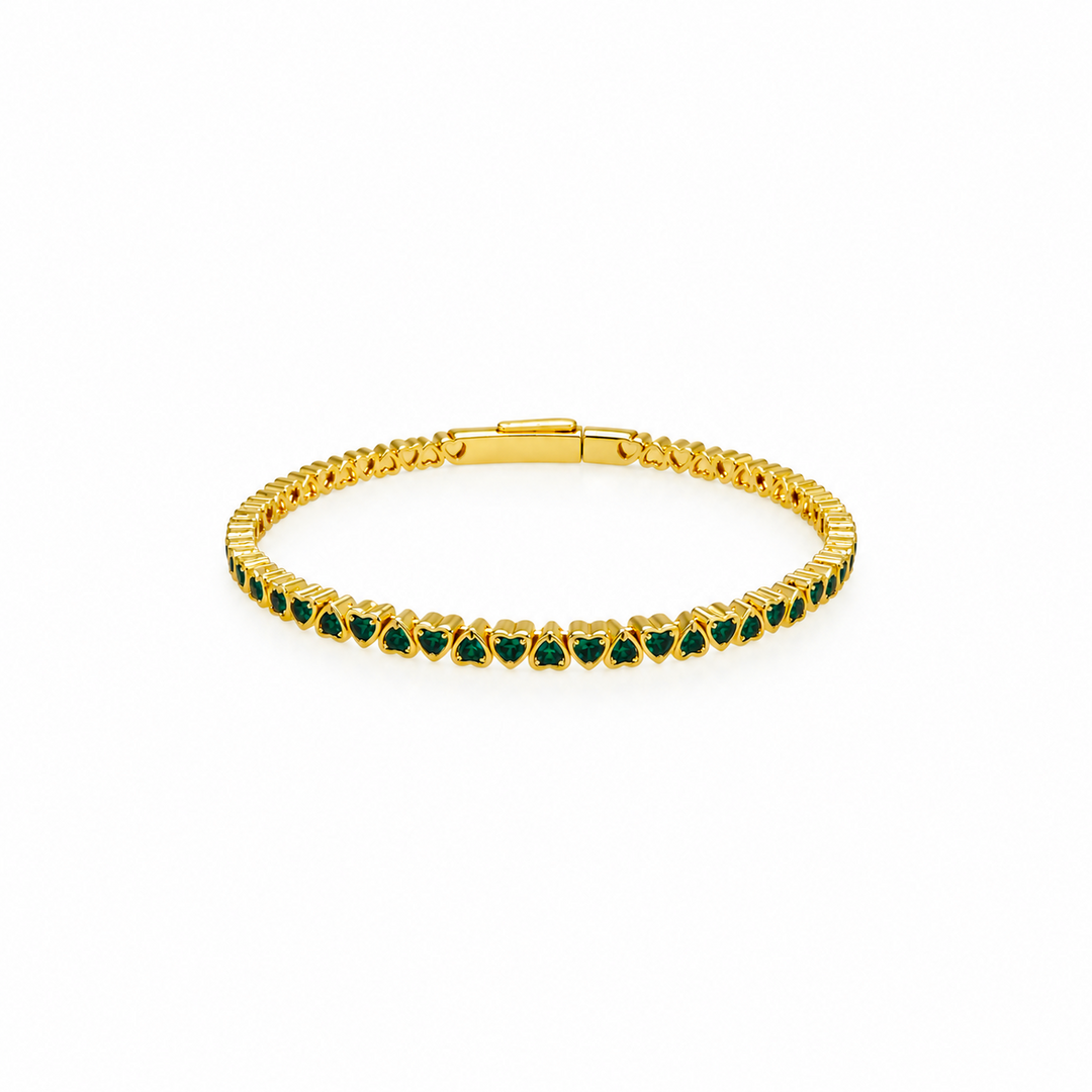 5.50 Ctw Green Zircon Flex Bangle in Brass Yellow Gold