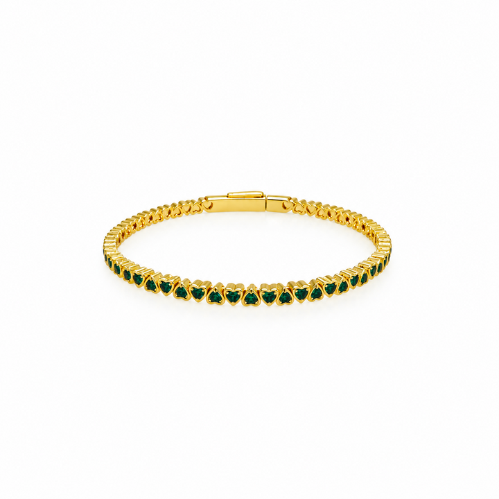 5.50 Ctw Green Zircon Flex Bangle in Brass Yellow Gold