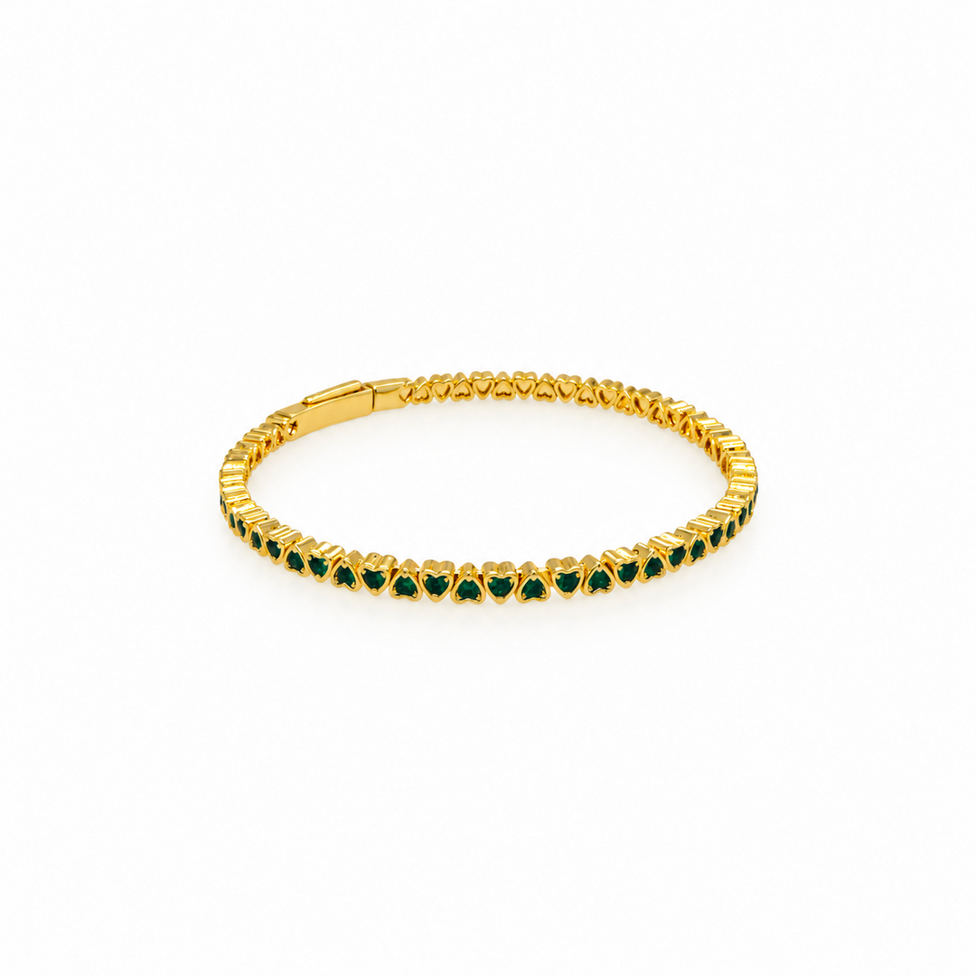 5.50 Ctw Green Zircon Flex Bangle in Brass Yellow Gold