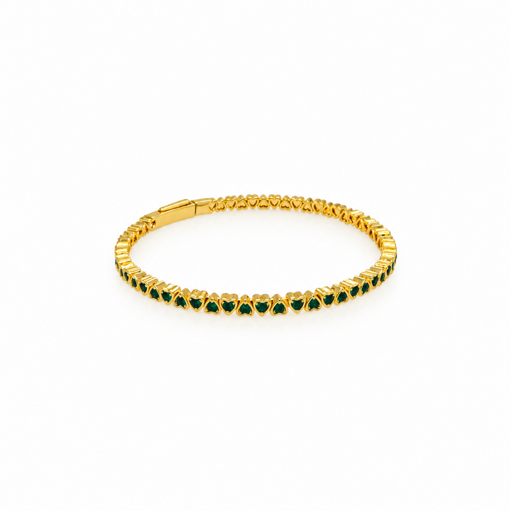 5.50 Ctw Green Zircon Flex Bangle in Brass Yellow Gold