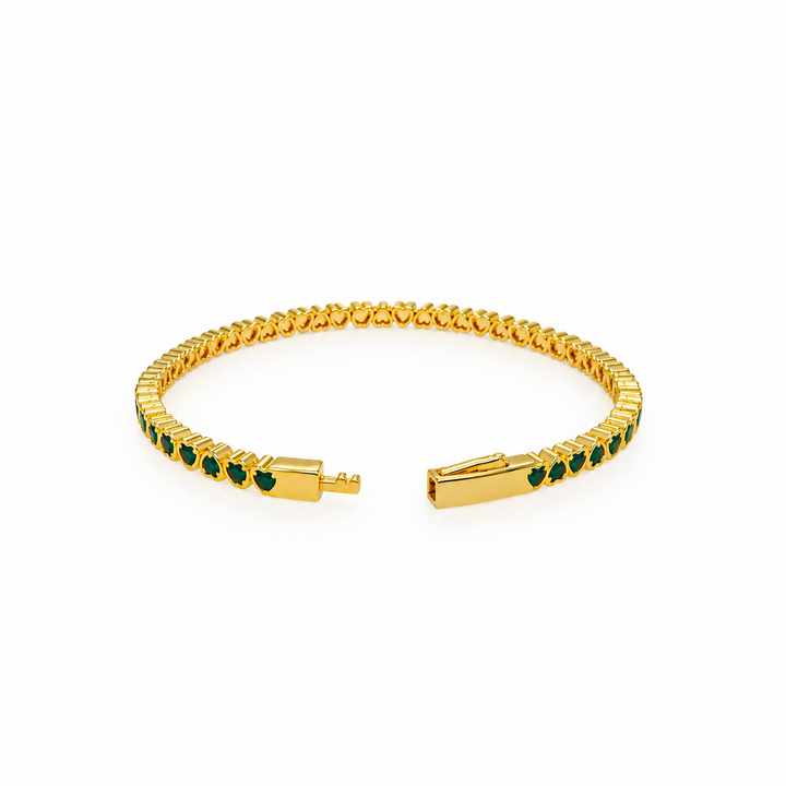 5.50 Ctw Green Zircon Flex Bangle in Brass Yellow Gold