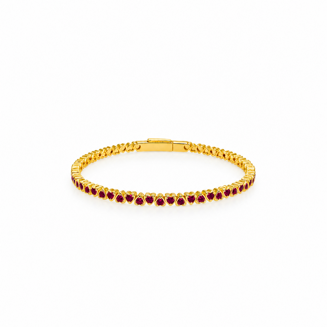 8.30 Ctw Red Zircon Flex Bangle in Brass Yellow Gold