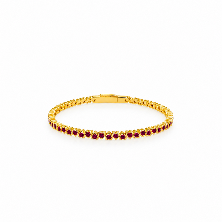 8.30 Ctw Red Zircon Flex Bangle in Brass Yellow Gold