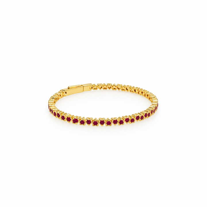 8.30 Ctw Red Zircon Flex Bangle in Brass Yellow Gold