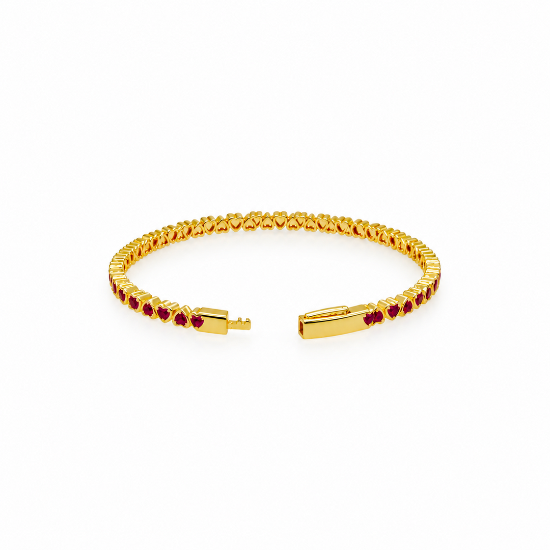 8.30 Ctw Red Zircon Flex Bangle in Brass Yellow Gold