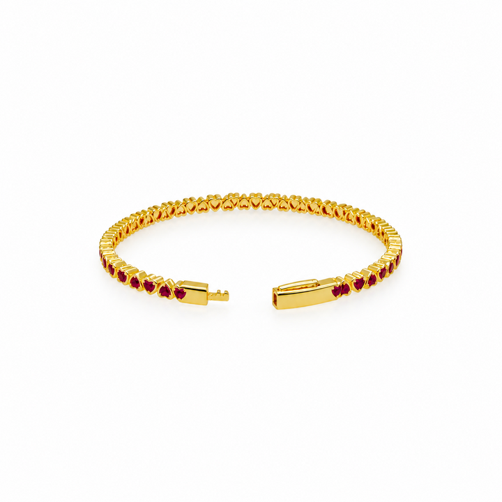 8.30 Ctw Red Zircon Flex Bangle in Brass Yellow Gold