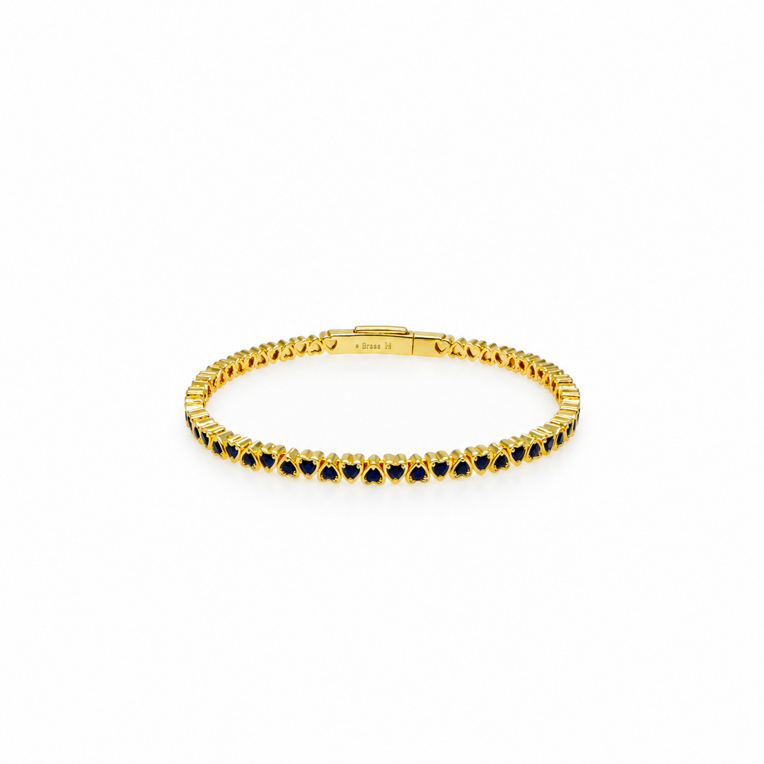 8.30 Ctw Blue Zircon Flex Bangle in Brass Yellow Gold