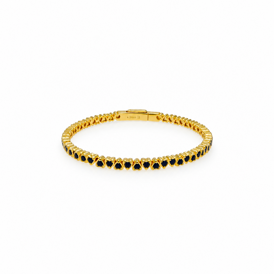 8.30 Ctw Blue Zircon Flex Bangle in Brass Yellow Gold