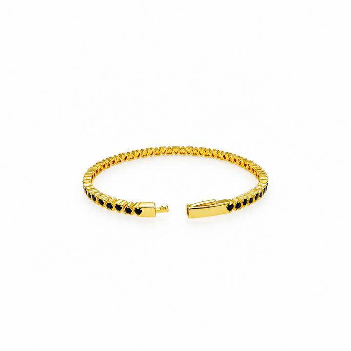 8.30 Ctw Blue Zircon Flex Bangle in Brass Yellow Gold