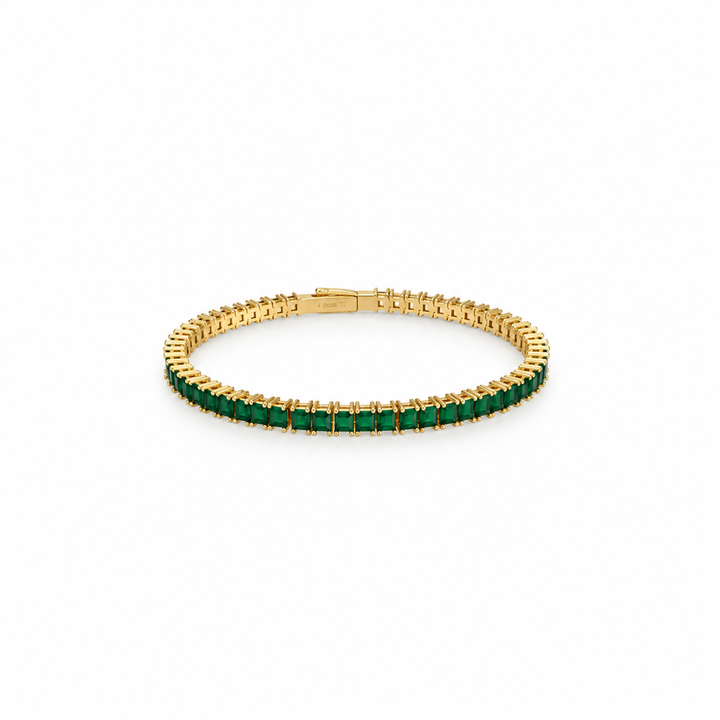 8.59 Ctw Green Zircon Flex Bangle in Brass Yellow Gold