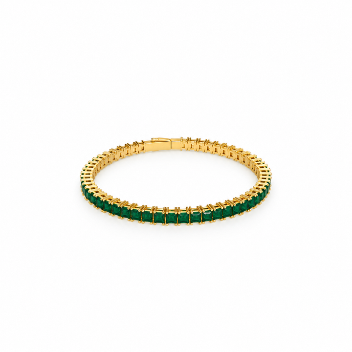 8.59 Ctw Green Zircon Flex Bangle in Brass Yellow Gold