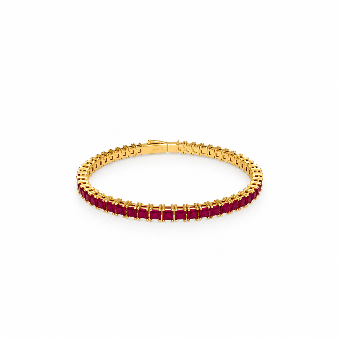 8.59 Ctw Red Zircon Flex Bangle in Brass Yellow Gold